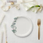 Assiettes En Carton Elegant Eucalyptus Dinner Plate Coastal<br><div class="desc">Set a serene and sophisticated tone at your reception with these Elegant Eucalyptus Dinner Plates. Designed with soft watercolor greenery along the edge, this plate offers a modern coastal feel that pairs beautifully with beach weddings, outdoor celebrations, and minimalist event decor. The subtle eucalyptus artwork adds texture and visual interest...</div>