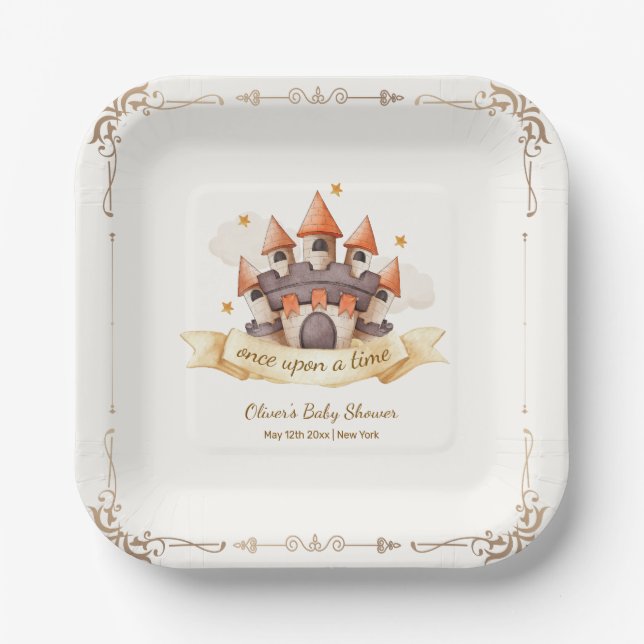 Assiettes En Carton Elegant Fairytale Prince Castle Baby Shower (Recto)