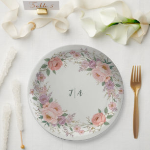 Assiettes En Carton Élégant fleur sauvage Floral Pattern mariage d'été