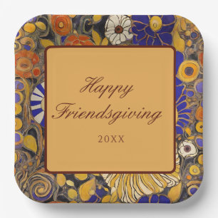 Assiettes En Carton Élégant Floral Joyeux Ami