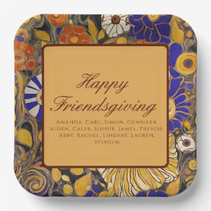 Assiettes En Carton Élégant Floral Joyeux Ami