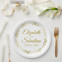 Élégant Flore Filigree Or Simple Mariage Chic
