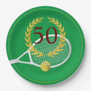 Assiettes En Carton Elégant Gold Green Tennis 50e anniversaire