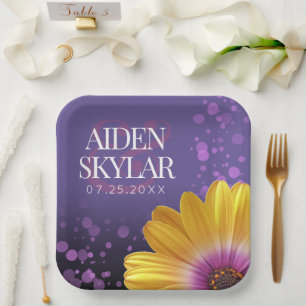 Assiettes En Carton Elegant Golden Daisy