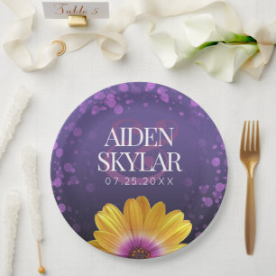 Assiettes En Carton Elegant Golden Daisy