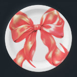 Assiettes En Carton Élégant Grand Bow Rouge<br><div class="desc">Élégantes Plaques de papier grand cou rouge rouge</div>