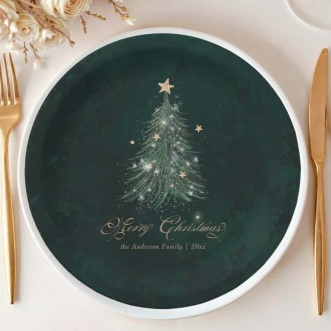 Assiettes En Carton Elegant Green Christmas (Créateur téléchargé)