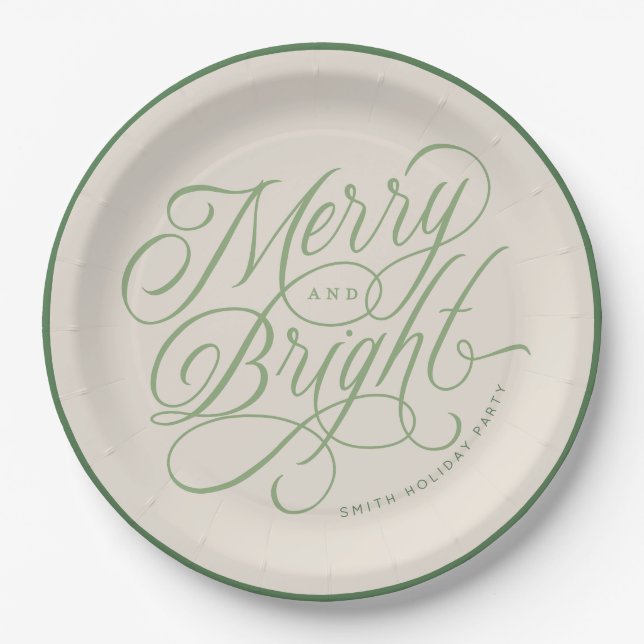 Assiettes En Carton Elegant Joyeux et Bright script vacances personnal (Devant)