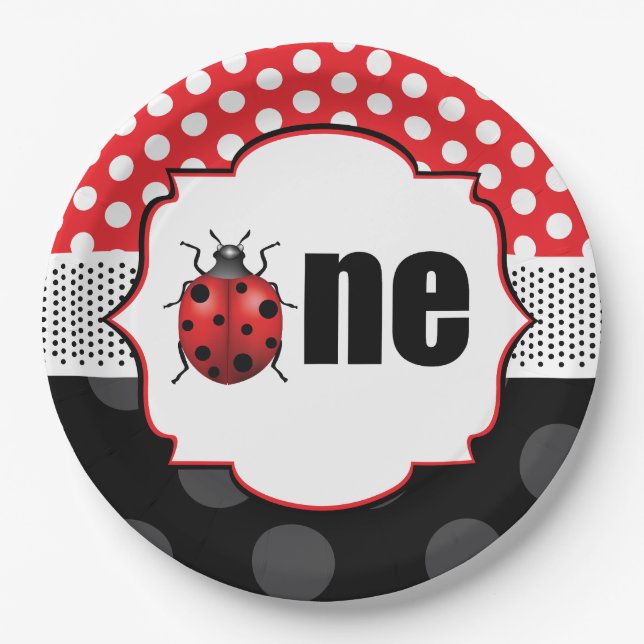 Assiettes En Carton Elegant Ladybug premier anniversaire (Devant)