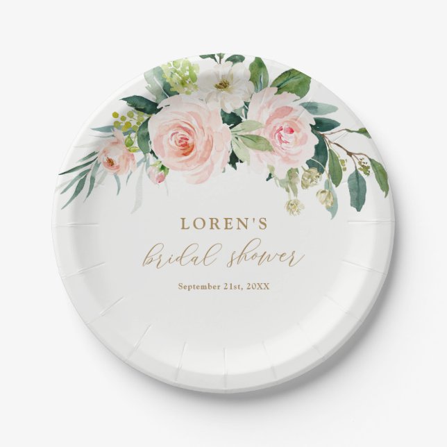 Assiettes En Carton Élégant Lavis Floral Aquarelle pour Enterrement de (Devant)