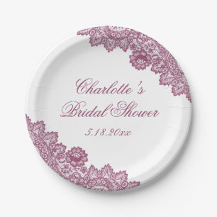 Assiettes En Carton Élégant Lavis Rustique Floral Broderie Anglaise Fê