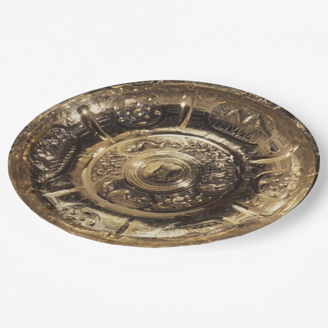 Assiettes En Carton Elégant look d'or décoratif Festif (Angle)