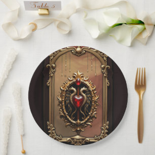 Assiettes En Carton Élégant luxueux emblème du coeur.
