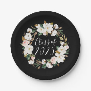 Assiettes En Carton Elégant Magnolias Classe de 2023 Graduation