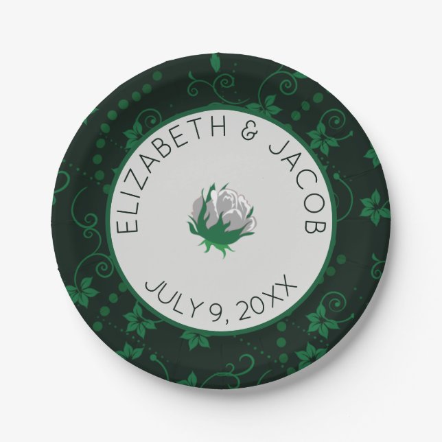 Assiettes En Carton Élégant Mariage de Camellia Blanche (Devant)