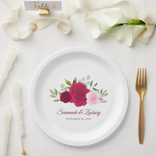 Assiettes En Carton Élégant mariage de roses roses chaudes et blush ma