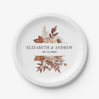 Assiettes En Carton Élégant Mariage floral en terre cuite
