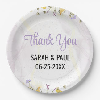 Assiettes En Carton Élégant mariage floral printanier rustique