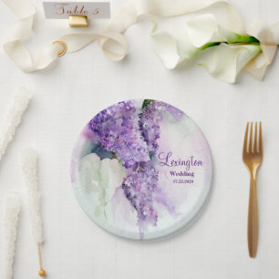Assiettes En Carton Élégant Mariage Lilac Flowers
