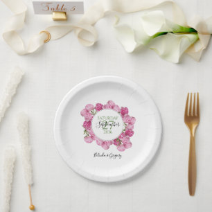Assiettes En Carton Élégant Mariage Pink Peonies