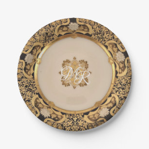 Assiettes En Carton Élégant Mariage viennois Gold service Plaque en pa