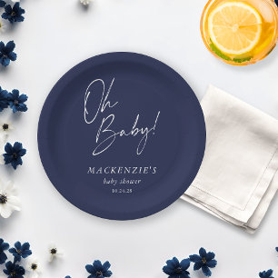 Assiettes En Carton Elegant Marine bleu Oh Baby Baby shower