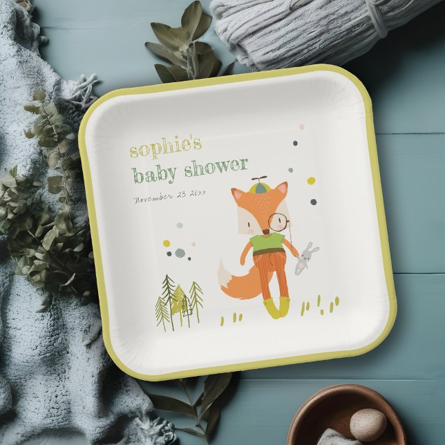 Assiettes En Carton Élégant mignon Woodland Fun Party Fox Anniversaire (Créateur téléchargé)