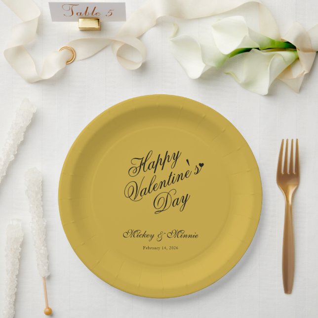 Assiettes En Carton Elegant Minimalist Valentine’s Day Love Themed (Mariage)