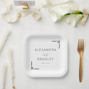 Assiettes En Carton Élégant Minimaliste Noir et Gris