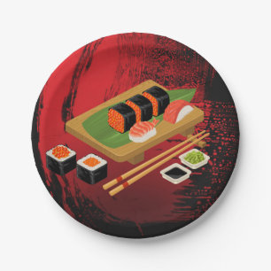 Assiettes En Carton Élégant Moderne Élégant Événement de fête de sushi