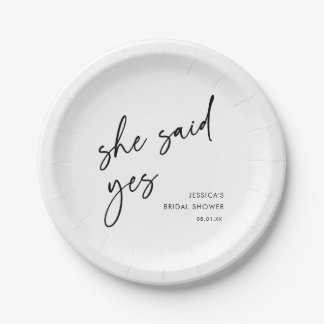 Assiettes En Carton Élégant Moderne Elle a Dit Oui Enterrement de Vie