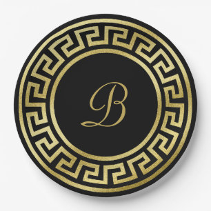 Assiettes En Carton Élégant Monogramme Gold Parties scintillant Clé gr