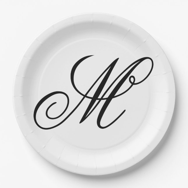 Assiettes En Carton Élégant Monogramme initial (Devant)