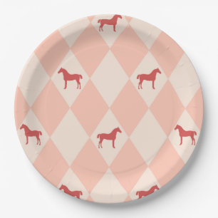 Assiettes En Carton Élégant Motif à cheval Rose Harleqiun