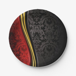 ASSIETTES EN CARTON ÉLÉGANT MOTIF BAROQUE COLORÉ POUR PLAQUE DE FÊTE