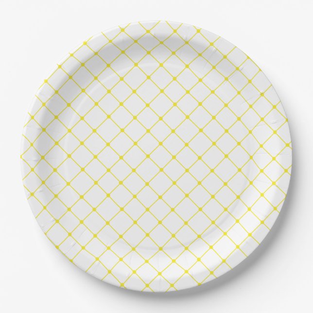 Assiettes En Carton Élégant Motif de Trellis Jaune Clair (Devant)