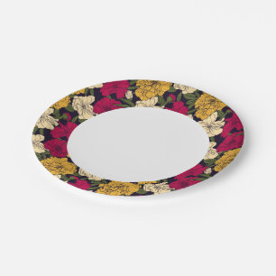 Assiettes En Carton Élégant motif floral