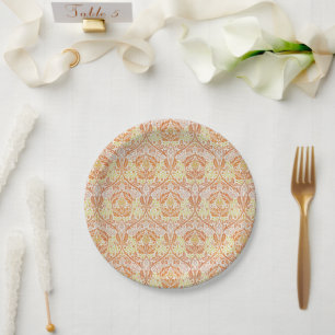 Assiettes En Carton Élégant motif floral orange