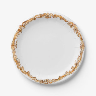 Assiettes En Carton Élégant motif floral rococo de poinsettia pour le