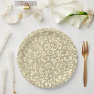 Assiettes En Carton Élégant motif Floral Vintage français beige