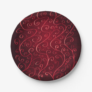 Assiettes En Carton Élégant Motif Red Swirl