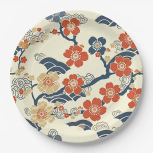 Assiettes En Carton Élégant Motif sans couture en fleur de cerisier (1