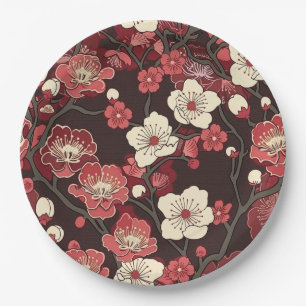 Assiettes En Carton Élégant Motif sans couture en fleur de cerisier (1