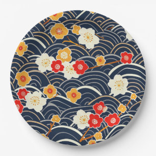 Assiettes En Carton Élégant Motif sans couture en fleur de cerisier (1