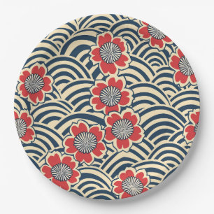 Assiettes En Carton Élégant Motif sans couture en fleur de cerisier (8