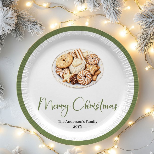 Assiettes En Carton Elegant Neutral Christmas Personalized Family Plat (Elegant Neutral Christmas Personalized Family Plates)