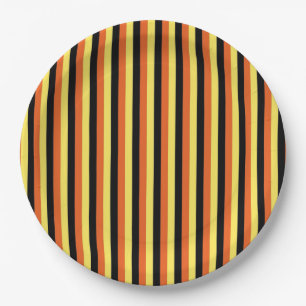 Assiettes En Carton Élégant noir et jaune rayé moderne rétro