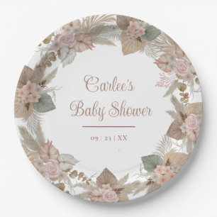 Assiettes En Carton Élégant Pampas Herbe Tropicale Fleurie Personnalis