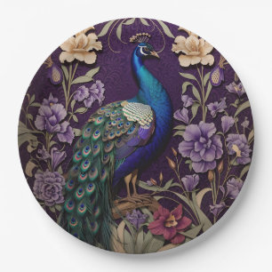 Assiettes En Carton Elégant Peacock Sur Purple William Morris Inspiré