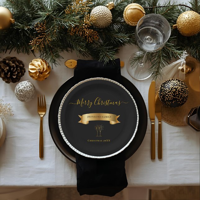 Assiettes En Carton Elegant Personalized Merry Christmas Paper Plates (Créateur téléchargé)